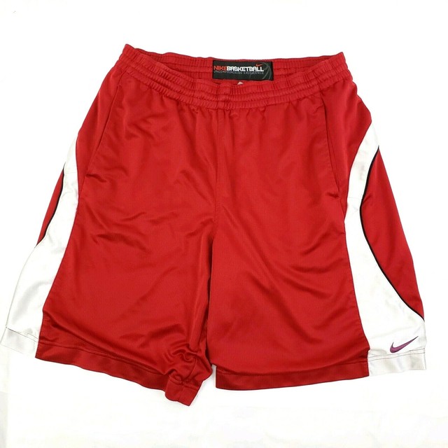 Mens Nike basketball performance shorts size large red white stripe w/ Swoosh | eBay