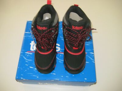 totes kids LACE UP BOOTS SIZE 13 BLACK RED Retail $59.99
