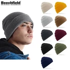 MENS WOMENS WINTER ORGANIC COTTON RIBBED CAP HAT BLACK GREY BLUE
