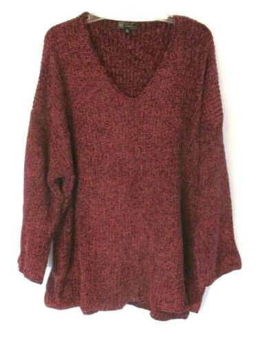 DG2 Diane Gilman Tunic Sweater Shirt V Neck Maroon XL 678621 Women CC807