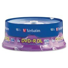 Verbatim - 95484 - DVD R DL 8.5GB 8X with Branded Surface - 15pk Spindle