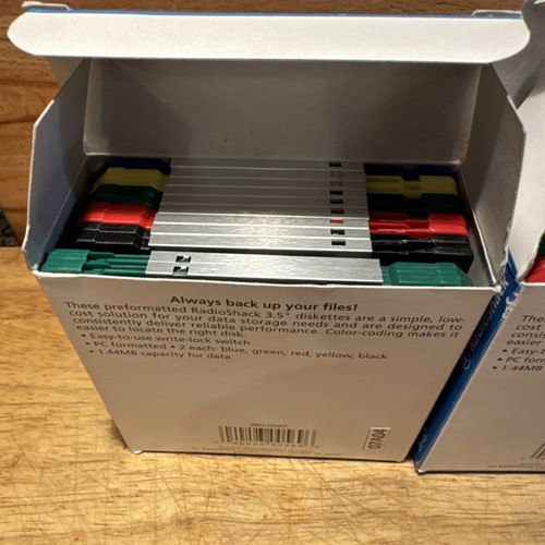 (2) VTG Radio Shack Floppy Diskettes 1.44 MB/2HD 3.5" Pack 10 Color Coded 26-467 - Afbeelding 7 van 7