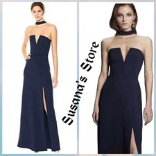 NWT BCBG MAXAZRIA SIZE 8 Elias Front Slit Gown Maxi Dress Navy Color MSRP 338