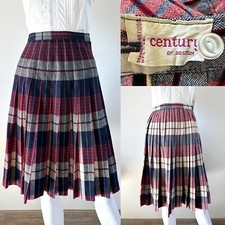 VTG 70S CENTURY OF BOSTON REVERSIBLE PLEATED PLAID SKIRT PREPPY FITS XS/0 24"W