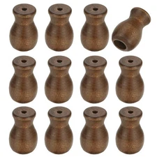 12Pcs Cord Knobs, Wood Cord Tassel Drops Pull End for Window, Brown Cylinder