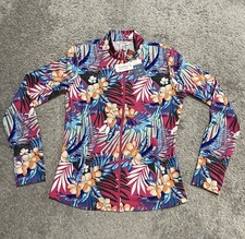 Tommy Bahama Golf Jacket Women  s XS Full Zip Floral Multicolor Tennis Pickleball