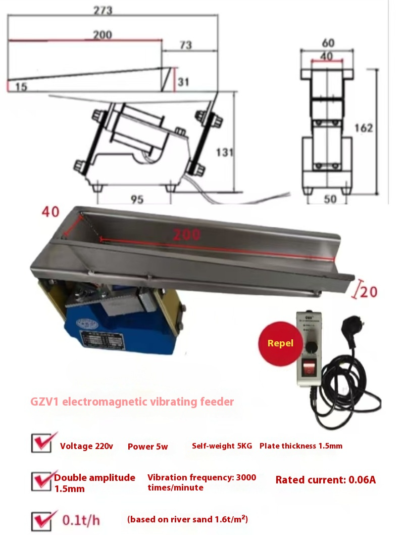 mini vibrating feeder GZV-3 Small Vibrating Feeder Electromagnetic Shaking Feeding Machine 1t/h  220V main image 1