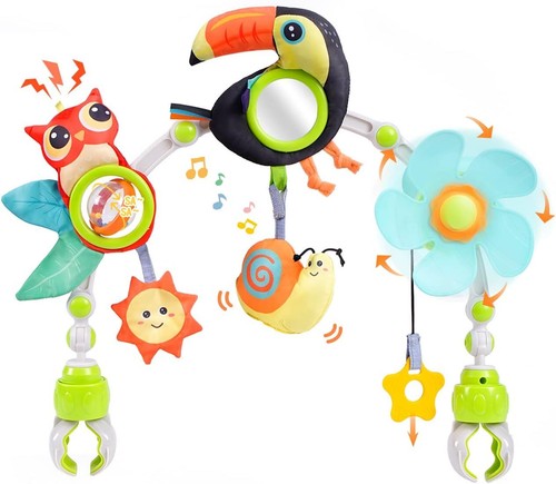 Baby Stroller Toy w/ Teether,Rattle,Sounds,Mirror,Music,0M+