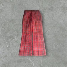 Vintage Levi's For Gals Pants Womens 28x32 Red Plaid Capital E Flare Bell Bottom