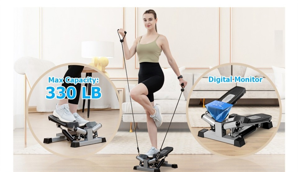 Besvil Stair Stepper With Resistance Bands Ab Glutes Workout Home Gym