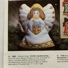 Artcraft Concepts Celeste Angel Candlewicking Project Kit 3883 Tree Top Vtg 80s