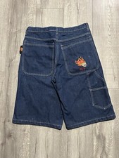 VTG JNCO Jeans 179 Flaming Skull Fire Baggy Y2K Skater Jean Shorts Size M 32