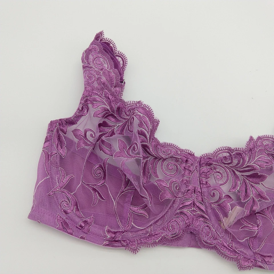 Soma чувственный кружева без подкладки Demi бюстгальтер размер 34C новый чистый фиолетовый вышитый - Изображение 3 из 4