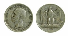 pci4656) Vittorio Emanuele III  (1901-1943) - 5 Lire Aquilino 1928 *