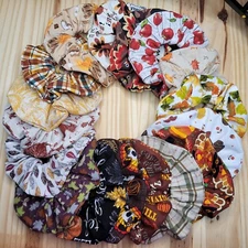 Fall Harvest Thanksgiving Scrunchies | Handmade in the USA | Silicone Elastic