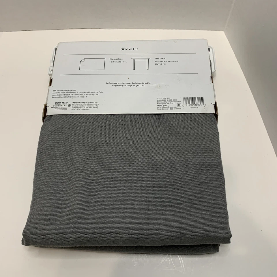 Threshold Tablecloth GRAY 60x104 New In Package! - Image 3 of 4