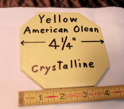 1 pc. Octagon Ceramic Tile 4-1/4'' *Yellow* Crystalline by American Olean  NOS