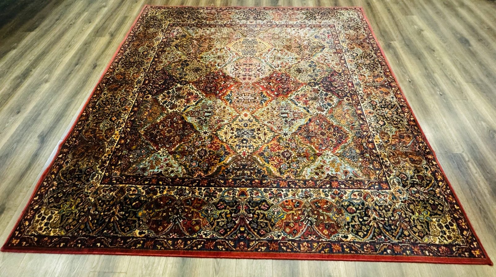 Square Karastan Multicolor Panel Kirman Rug #717 Rare Size 8.8 x 8.8 Wool