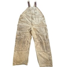 Vintage Carhartt R37 Men  s Khaki Double Knee Work Wear Overalls Size 46 x 32