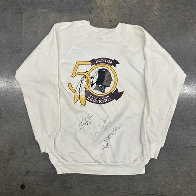 VTG 80s Washington Redskins Autographed Sweatshirt Charles Mann Sanders Coffey L