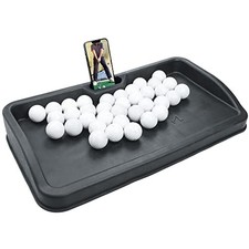 Heavy Duty Golf Ball Tray 100-Ball Capacity W/ Phone Holder Rubber Black