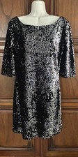 Black/Silver Sequin Evening/ Christmas Fully LinedDress Heidi Klum Size 10/12