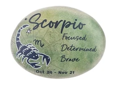 Ganz ZODIAC Rock Art Stone SCORPIO "Focused Determined Brave" 3" x 2 1/2"