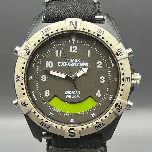 VTG Timex Expedition Ana‑Digi Watch Indiglo Compass Bezel WR 50 M Ready to Wear