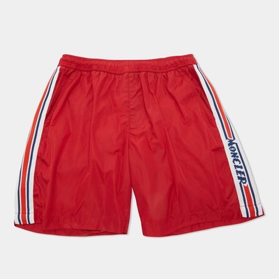 Moncler Kids Red Logo Striped Nylon Swim Shorts 8 Yrs | eBay
