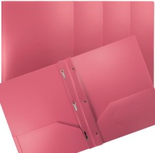 Better Office Products Pink Plastic 2 Pocket Folders with Prongs, Heavyweight...