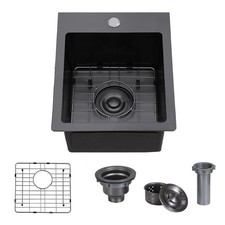 Vapsint 13x15 Inch Gunmetal Black Drop In Bar Sink 16 Gauge