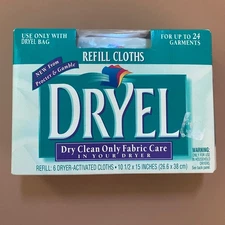 Dryel Refill Cloths Dry Clean Only Fabric Care In Dryer 6 Cloths