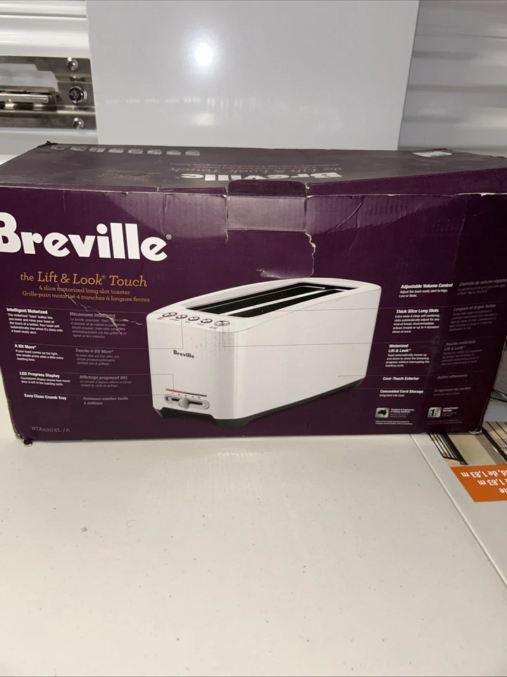 BREVILLE LIFT & LOOK LONG SLOT 4 SLICE TOASTER 1600W BTA630XL - WHITE - Image 2 of 4