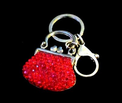 Vintage Rhinstone Red Purse Key Chain
