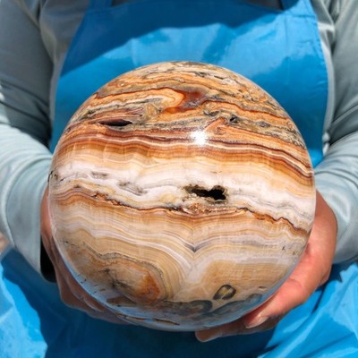 8LB Natural Striped Agate Ball Quartz Crystal Sphere reiki healing