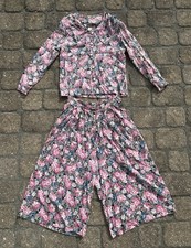 Vintage Two Piece Blouse Shorts/Pants Suit By Marilyn Floral Design Size Large