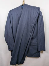 Tom James Suit Mens 46R Black Pinstripe 2 Button Royal Classic Holland Sherry