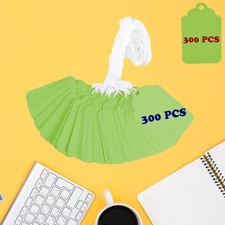 Green 300Pcs Matte Tags with Strings, Marking Merchandise Hang Tags Labels for C