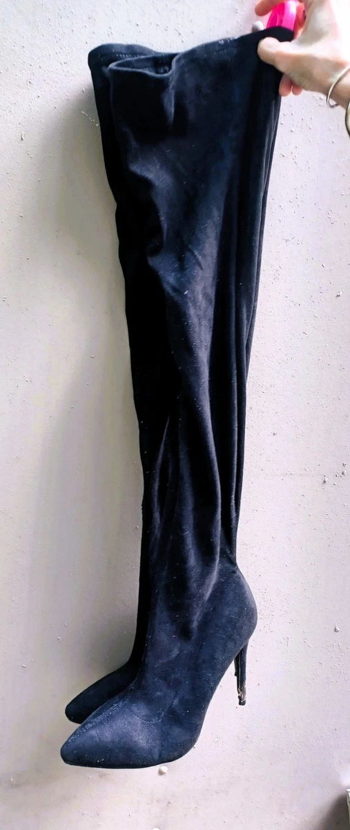 Anne Michelle Botas Hasta la Rodilla Mujer Talla 10 Tacón Stiletto Negro Hibisco