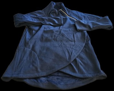 Athleta Sweater Womens Medium Pullover Enchanted Blue Mock Neck Zip Lined