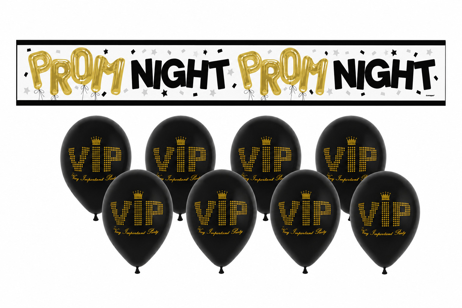 Prom Night Party Decoration Set VIP Balloons x 8 & Prom Night Banner Graduation