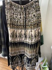 No Tags. Midi Length Boho Skirt. Black And Brown Design. Sz M. Elastic Waist