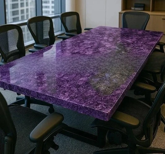 Natural Amethyst Stone Table Top - Purple Crystal Slab Dining Table - Home Decor - Image 3 of 4