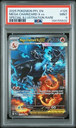 2025 POKEMON PFL EN-PHANTASMAL FLAMES #125 MEGA CHARIZARD X EX PSA 9