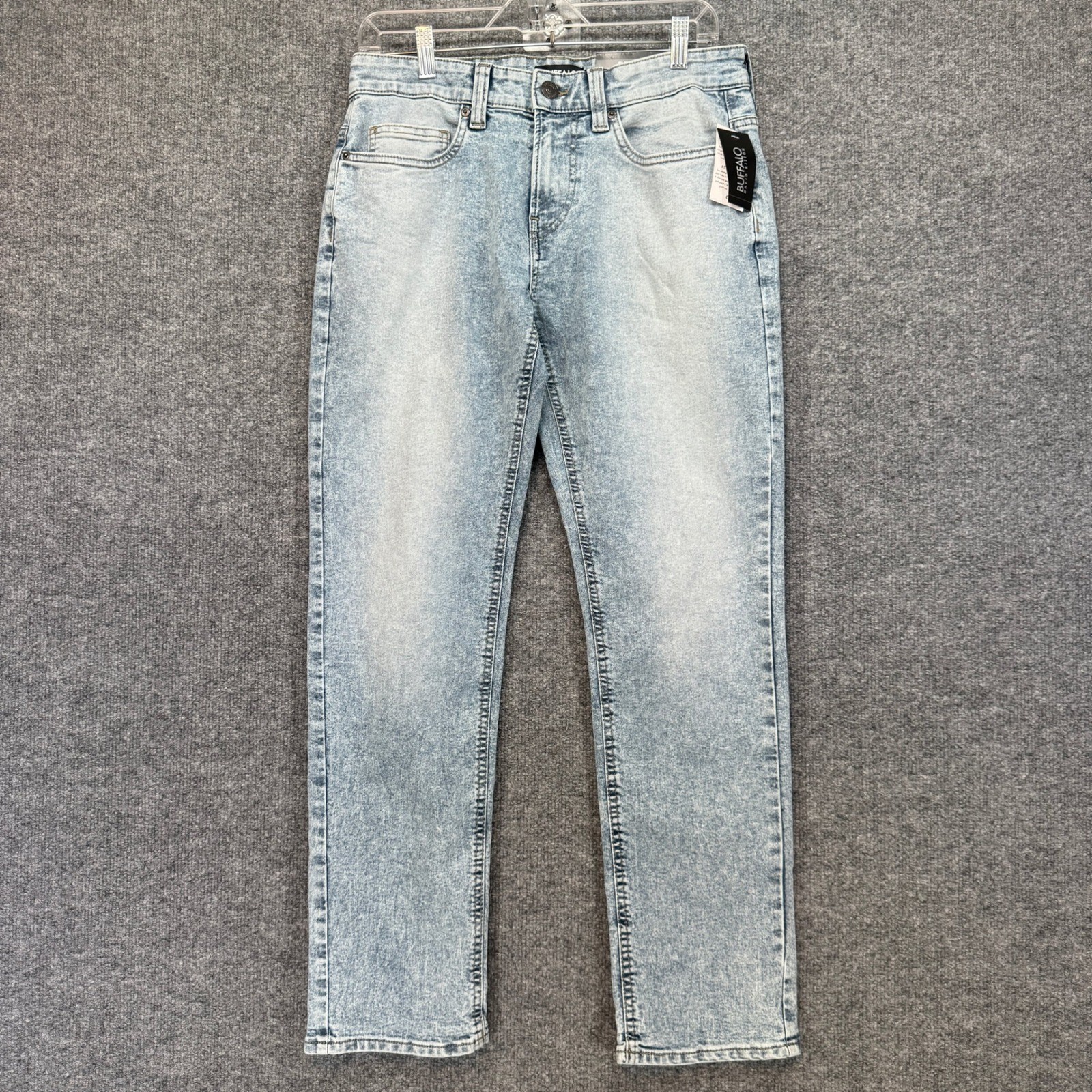 Mens 30x30 Blue Bleached Wash Denim Pants New