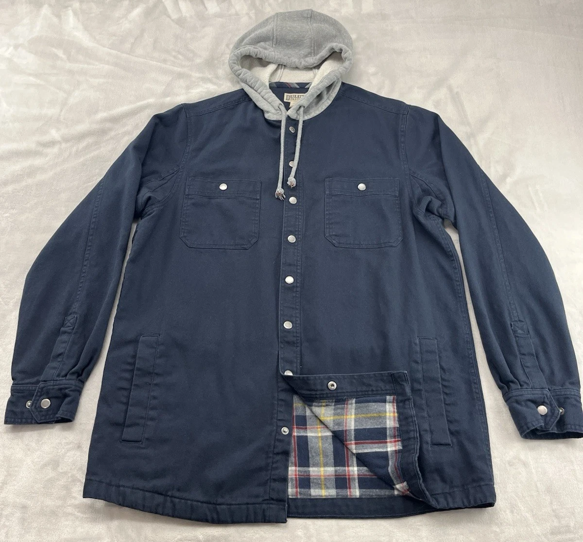 Duluth Fire Hose Hooded Limber Jacket Men Navy Large Tall Flannel-Lined Outdoor