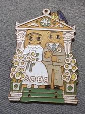 Vintage St Andrew's Abby Glazed Tile Wedding Wall Plaque - Bride & Groom 9.5"x7"