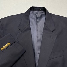 Ralph Lauren Men  s Blazer Wool Gold Button Sport Coat Suit Jacket Navy Blue 42r