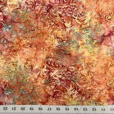 TONGA EMBER Batik Fabric  Stamped Tropical Leaves  Timeless Treasures YARD