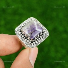 Daughters Day Sale 925 Silver Chevron Amethyst Stone Boho Promise Ring Size 8.5